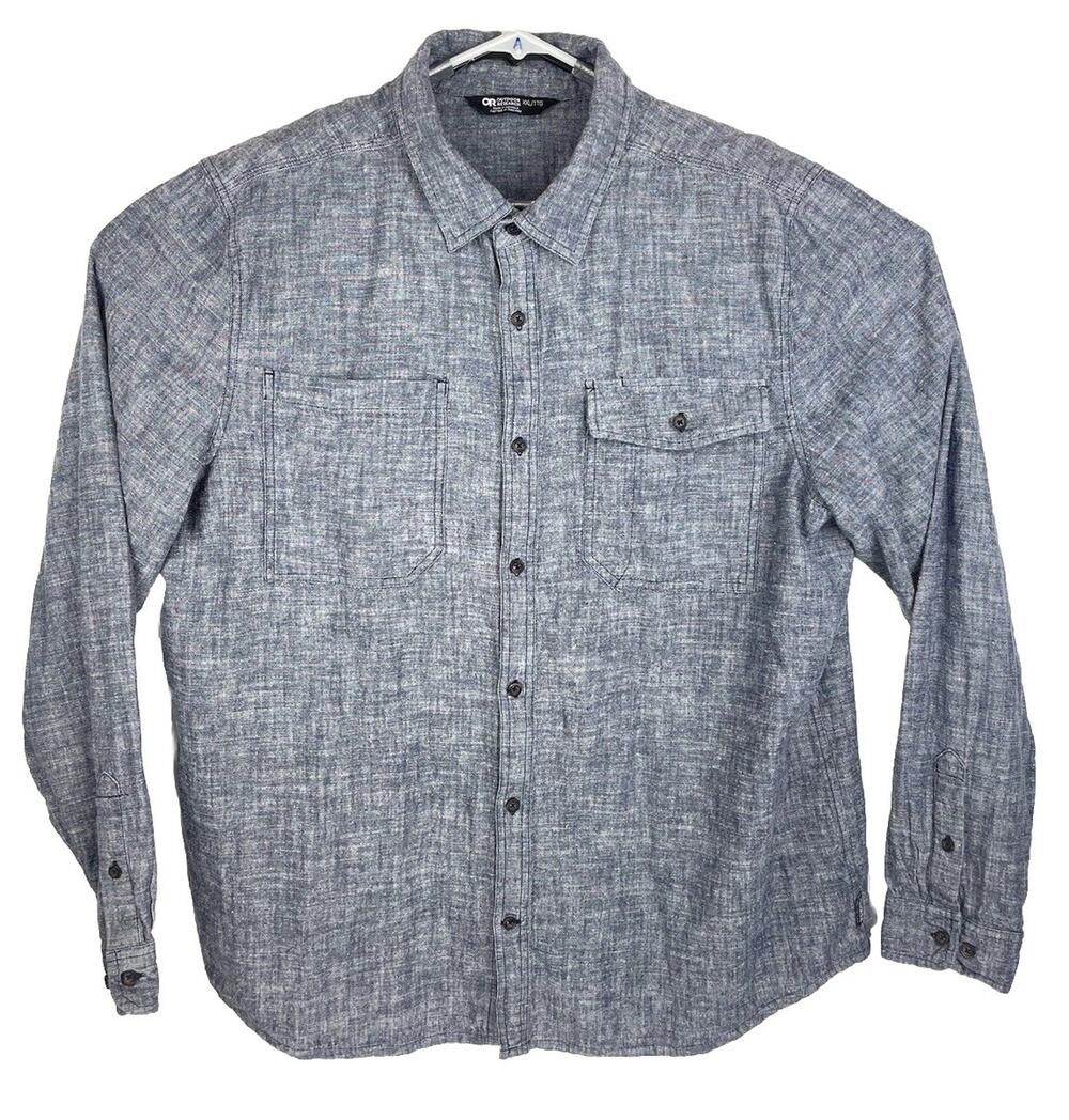 Outdoor Research Ironhorse L/S Button Down Shirt Mens XXL 2XL Navy Blue Heather